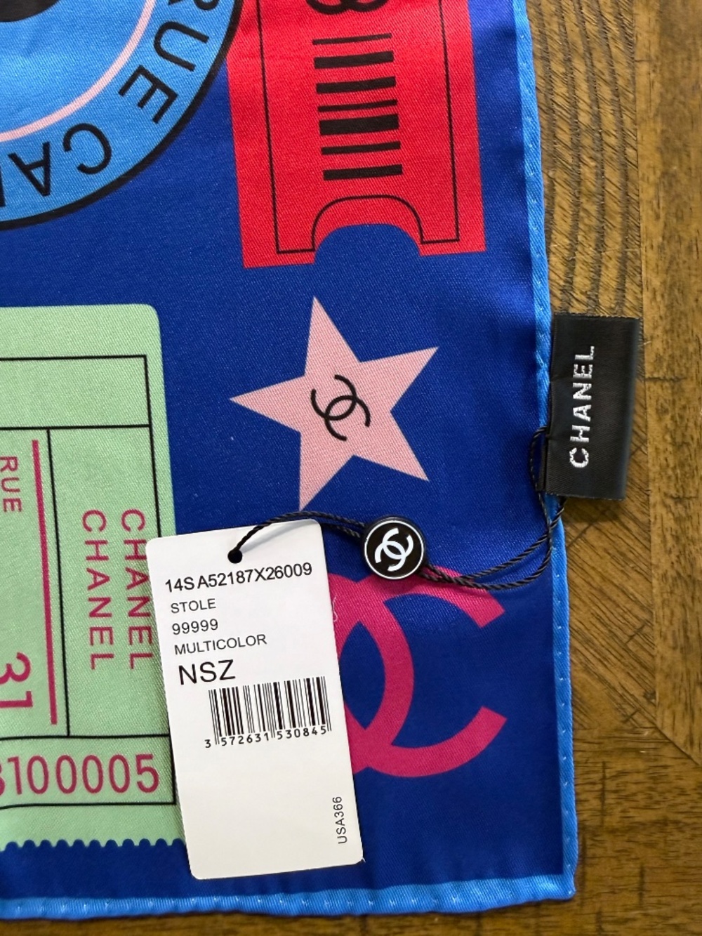 Chanel Ticket Print Silk Scarf - Picture 3 of 6